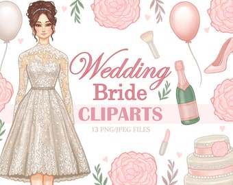 Wedding Bride Fashion Clipart Digital Illustration Images PNG