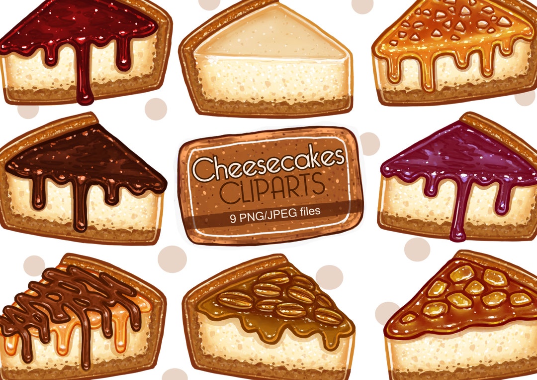 Slice Cheesecakes Clipart Digital Illustration Images PNG Etsy