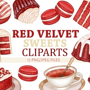 Red Velvet Cake Sweets Desserts Pastries Clipart Digital Illustrations Images PNG