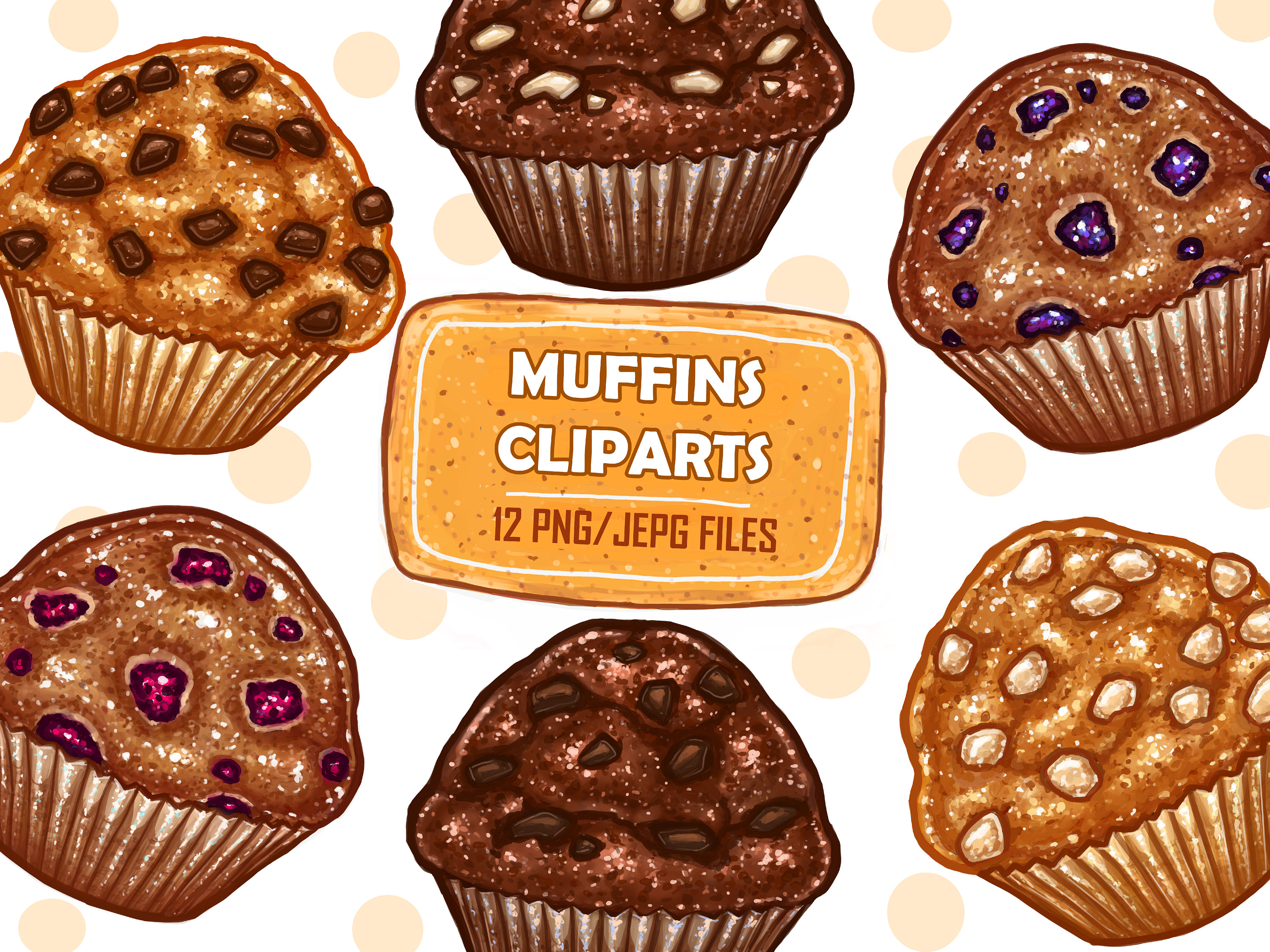 Muffins Clipart Digital Illustrations PNG Images Etsy UK
