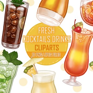 Fresh Alcohol Cocktails Drinks Clipart Digital Illustrations Images PNG