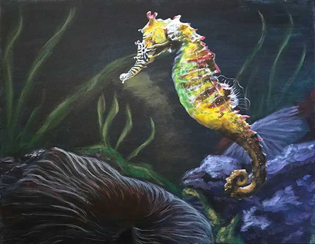 Seahorse Acrylic Painting, 6x6 – 7th & Palm, LLC
