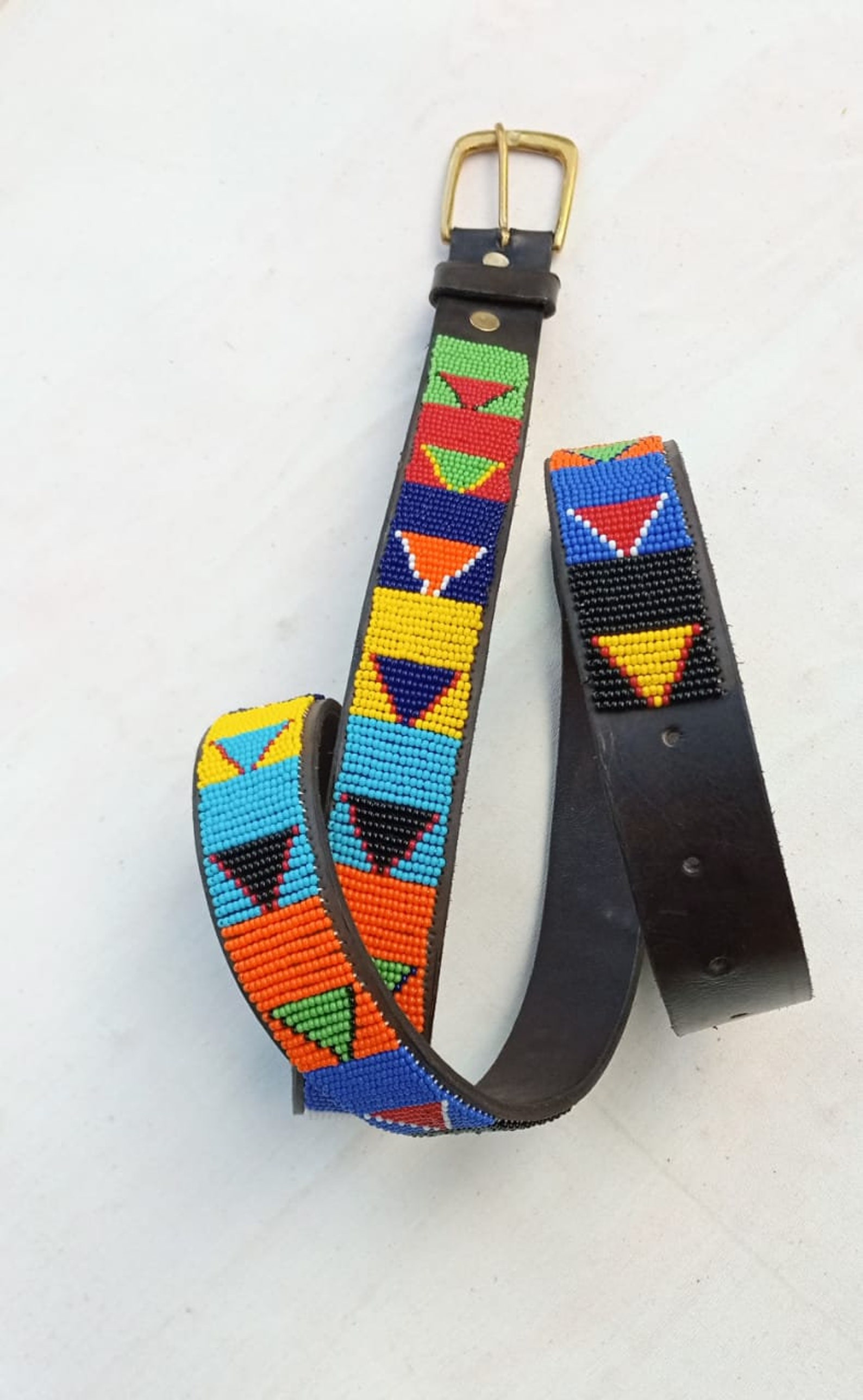 Leather Beaded Belt Men Leather Beaded Belt Unisex Belt Etsy