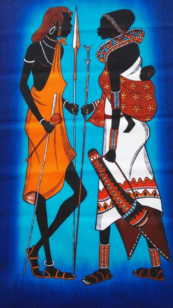 Maasai Couple Batik Wall Hanging Africa Wall Hanging Home Etsy