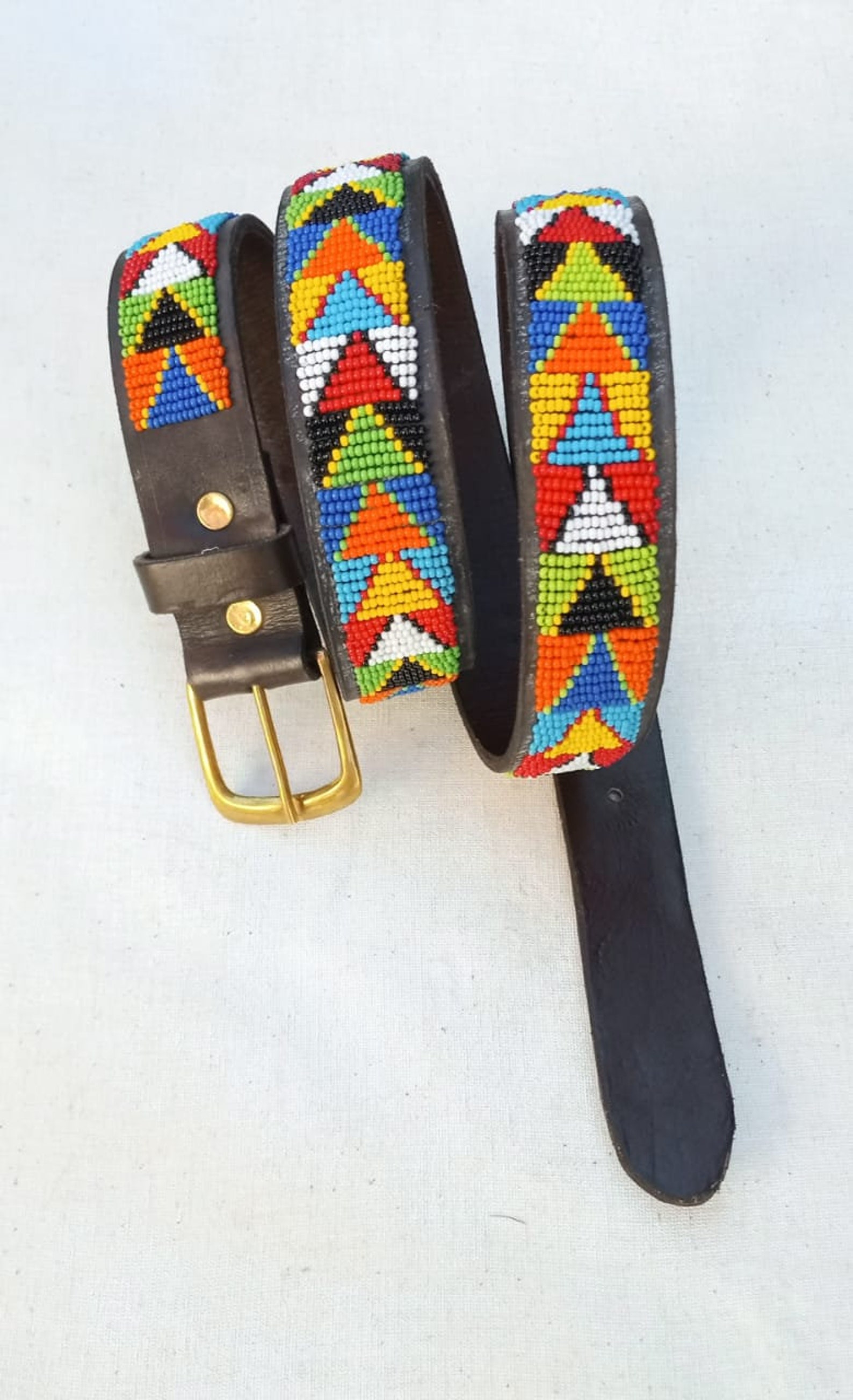 beaded leather belt