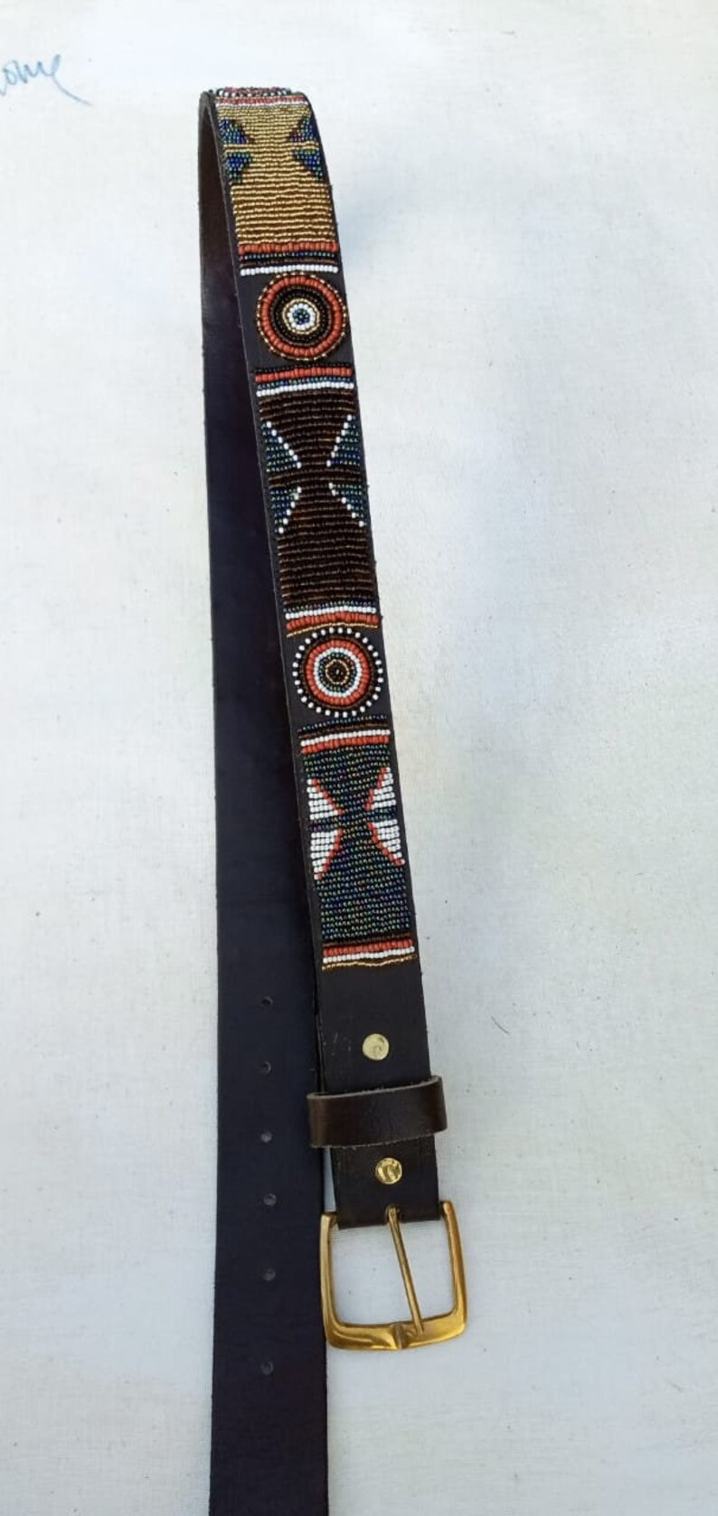 Leather beaded belt men belt Africa leather belt Kenya Etsy