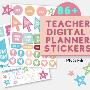 Teacher Digital Planner Stickers-Colorful-Digital Planner-School Planner-Planner Stickers-Digital Stickers-Teacher Planner-Teacher Notebook