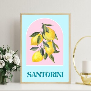 Santorini Lemon Printable Wall Art | Summer Travel Poster | Greek Island Downloadable Print | Mediterranean Home Decor | Greece Decor Vibes