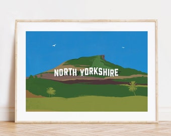 North Yorkshire Hollywood // Art Print A3 & A4 | Print | Travel Poster | Teesside | Wall Art | North East | Roseberry Topping