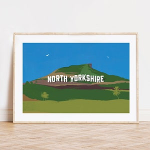 North Yorkshire Hollywood // Art Print A3 & A4 | Print | Travel Poster | Teesside | Wall Art | North East | Roseberry Topping