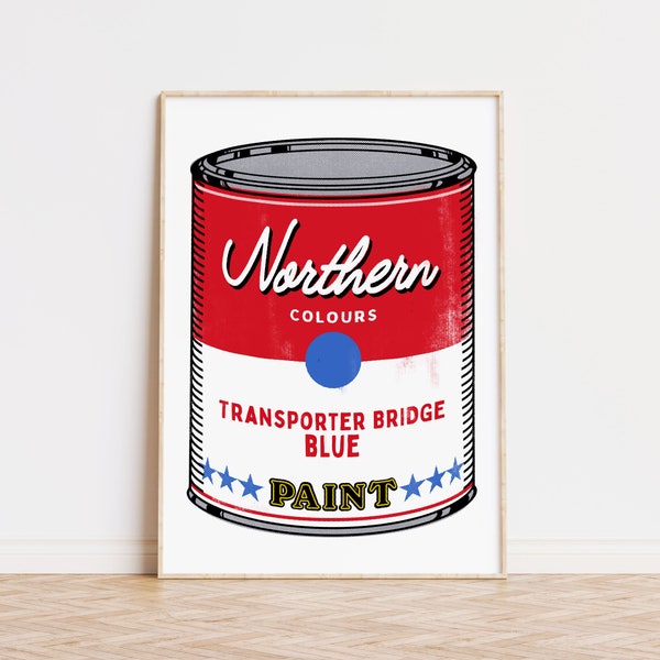 Transporter Bridge Blue - Northern Colours // Art Print A3 & A4 | Andy Warhol | Travel Poster | Middlesbrough | Teesside | Wall Art