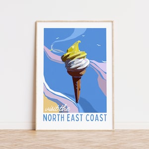 North East Coast // Lemon Top | A3 | A4 | Poster | Limited Edition | Whitby | Seaside | Ice Cream | Redcar