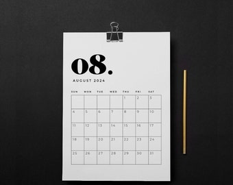 August 2024 calendar PRINTABLE, August calendar, Monthly Calendar, August 2024 baby announcement