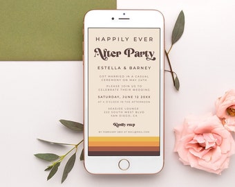Happily Ever After Party, Phone Invitation, Mid Century Modern, Elopement Reception, Electronic Invite - Esme