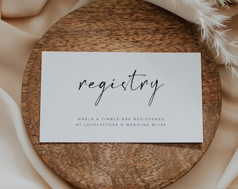 Modèle de carte de registre de cadeaux, carte de registre de cadeaux minimaliste moderne, encart pour registre de cadeaux, modèle modifiable - Alfreda