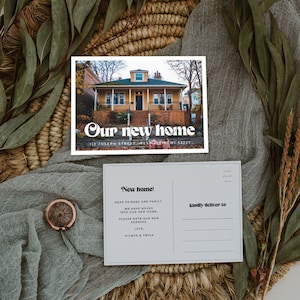 Our new home photo card template, We've moved editable template, Moving announcement printable postcard