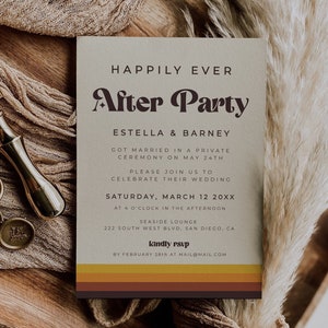 Happily Ever After Invitation Template, Printable Elopement Reception Invitation, Elopement Party Editable Template - Esme