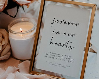 Forever In Our Hearts, Editable Template, Wedding Memorial, Sign Template, Remembrance Table, Digital Download - Alfreda