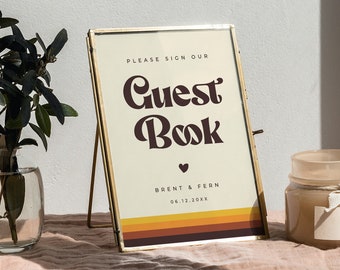 Mid Century Modern Guest Book Sign, Sign Our Guestbook Editable Template, Please Sign Our Guestbook - Esme