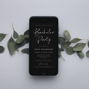 Bachelor Party Electronic Invite, Stag Party Phone Invitation, Editable Template, ALFREDA