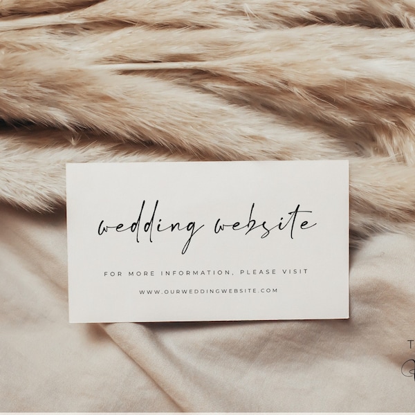 Wedding Website Card, Editable Template, Modern Minimalist Invitation Insert, Wedding Website Enclosure Card - Alfreda