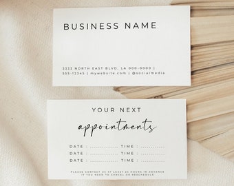 Appointment Card Editable Template, Appointment Reminder Printable Card, Modern Minimalist Reminder Card, Small Business Card Template