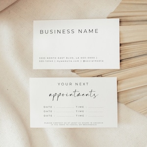 Appointment Card Editable Template, Appointment Reminder Printable Card, Modern Minimalist Reminder Card, Small Business Card Template image 1