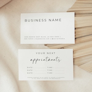 Edytowalny szablon karty wizyty, karta przypomnienia o wizycie do druku, nowoczesna minimalistyczna karta przypomnienia, szablon małej wizytówki