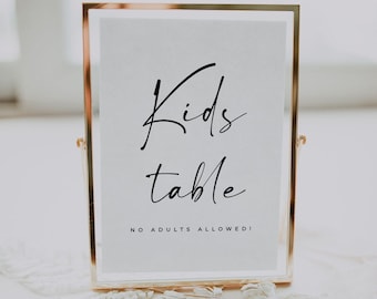 Kids Table Sign For Wedding, Kids Activity Table Editable Template, Wedding Kids Table - Alfreda