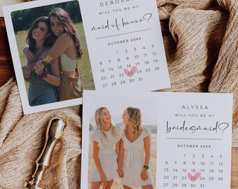 Calendrier de proposition de demoiselle d'honneur, modèle photo Serez-vous ma demoiselle d'honneur - Pammie