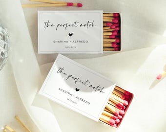 The Perfect Match, Matchbox Sticker Template, Wedding Favors Match Box Label, ALFREDA