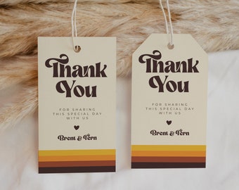 Wedding Favor Tags Template, Thank You Gift Tags, Retro Thank You Tag, Mid Century Modern Printable Tags - Esme