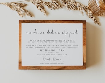 We Do We Did We Eloped, Elopement Announcement, Reception Invitation, PAMMIE