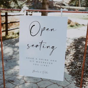 Open Seating Sign, Sit Anywhere Wedding Sign, Pick A Seat Not A Side Editable Template  - Alfreda