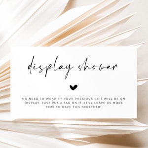 Display Shower Card, Baby Shower Insert Editable Template, No Wrapping Please Gifts On Display Printable Card - Alfreda