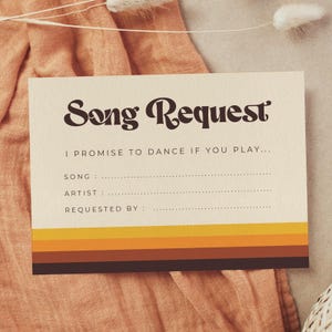Demande de chanson de mariage, carte de demande de chanson groovy rétro, modèle modifiable de carte imprimable - Esme
