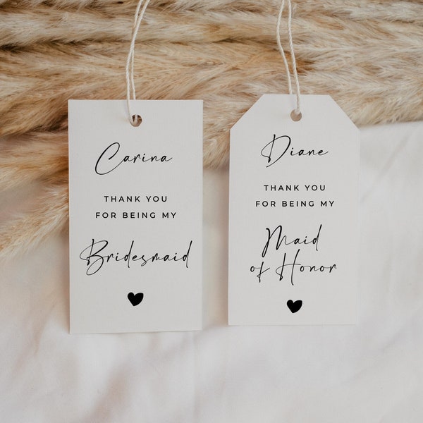 Thank You For Being My Bridesmaid, Bridesmaid Thank You Favor Tag, Editable Template, Bridesmaid Gift Tag, Wedding Favor Tags - Alfreda