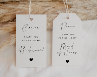 Thank You For Being My Bridesmaid, Bridesmaid Thank You Favor Tag, Editable Template, Bridesmaid Gift Tag, Wedding Favor Tags - Alfreda