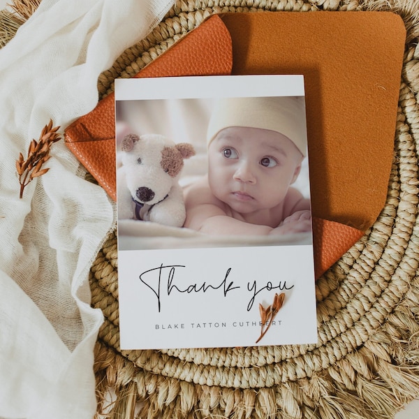 Baby Shower Thank You Cards, Digital Download Photo Cards, Photo Card Template