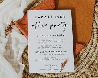 Happily Ever After Party, Elopement Reception Invitation, Printable Invite, Editable Template - Alfreda