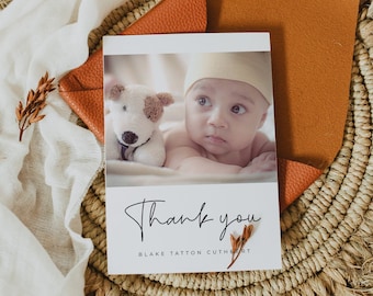 Baby Shower Thank You Cards, Digital Download Photo Cards, Photo Card Template