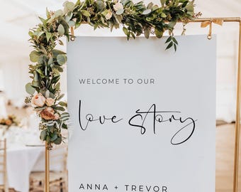 Welcome To Our Love Story, Wedding Welcome Sign, Editable Template, PAMMIE
