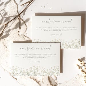 Bijsluiterkaarten, bijsluiter huwelijksuitnodiging, bewerkbare sjabloon bruiloft of babyshower - Lotti