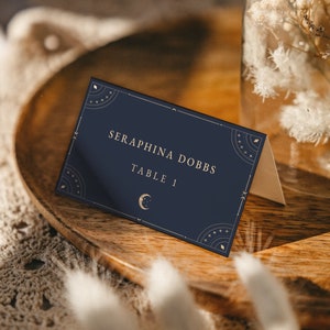 Celestial Place Card Template, Celestial Wedding Table Name Cards, Name Cards Template - Clelia