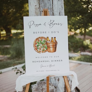 Pizza And Brews Before I Do's, Pizza And Beer Sign Rehearsal Dinner Welcome Sign Editable Template - Alfreda