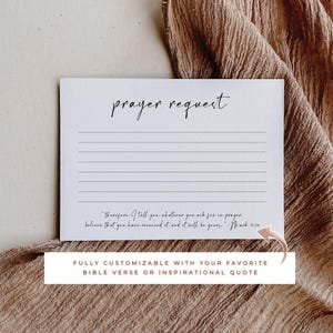 Tarjetas de petición de oración, plantilla imprimible y editable, tarjetas de oración minimalistas modernas