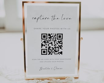 Capture The Love, Printable Sign, QR Code Sign, Editable Template, Share Your Photos - Alfreda