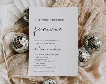 The Night Before Forever, Rehearsal Dinner Invitation Template, Phone & Printable Card, ALFREDA