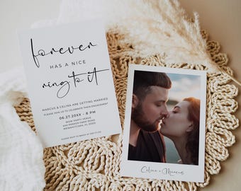 Forever Has A Nice Ring To It, Engagement Party Invitation, Photo Card Template, PAMMIE