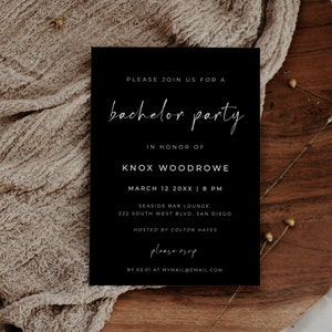 Bachelor Party Invitation Template, Modern Minimalist Bachelor Invite, Stag Party Editable Template - Alfreda